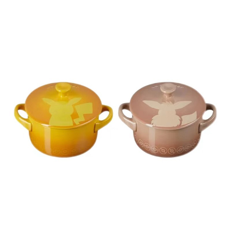 【中国直邮】 LE CREUSET 法国酷彩宝可梦系列餐具 汤锅 焖煮炖多用锅 养生锅  - 印花烤罐2件套 皮卡丘&伊布