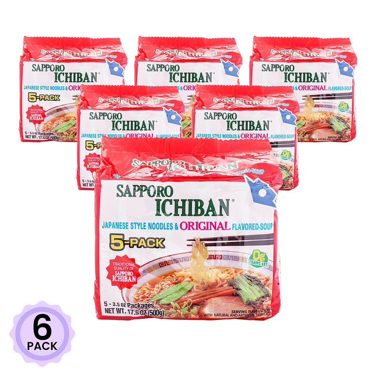 Sapporo Ichiban 方便面 原味 5袋入 17.5 盎司*6 包