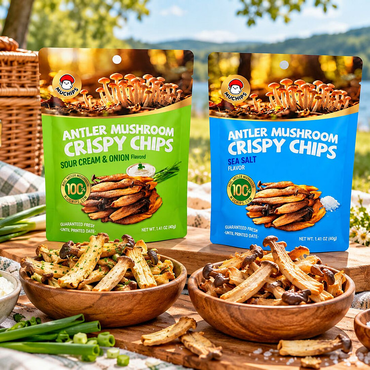 Antler Mushroom Crispy Chips Variety Pack -30bags 2.65 lb