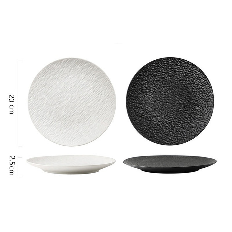 SUMI 磨砂黑白 20cm 石纹浅盘 2 个