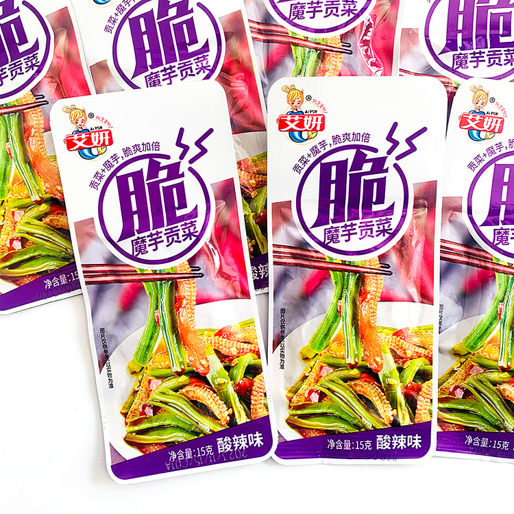 艾妍魔芋贡菜香辣酸辣蒜香脆爽贡菜开袋即食 酸辣口味15g*10包