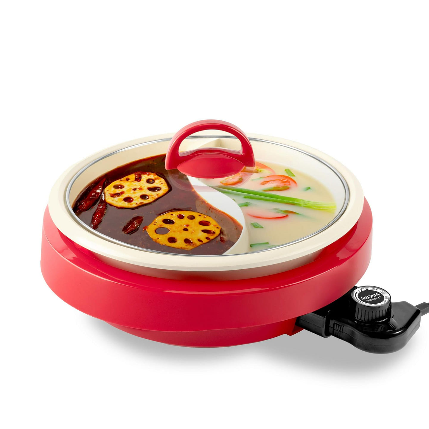 Aroma Hot Pot 2.5 Quarts, Red, Free shipping 1 each