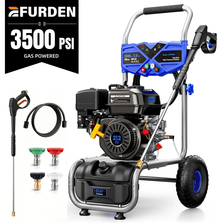 Efurden 3500 PSI 汽油压力清洗机， 1 盒