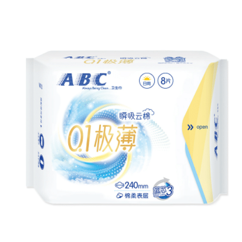 ABC sanitary napkin women’s cotton soft breathable leak-proof daily aunt towel 1 each