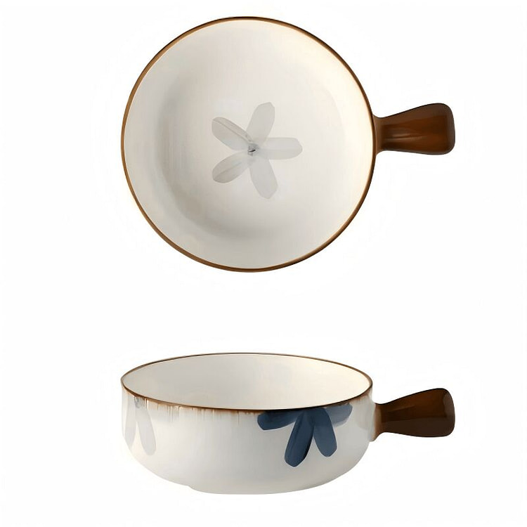 KAWASIMAYA Ink-Blue 6-inch Ceramic Handled Bowl 1 each