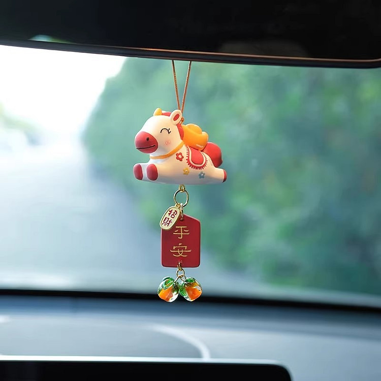 马年马上有钱车挂汽车后视镜挂饰平安招财车内吊饰 1 份