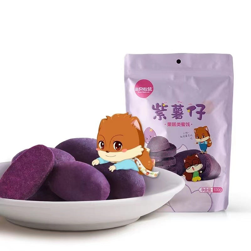 Three Squirrels Purple Potato Snacks Sweet Potato Dried 100 g