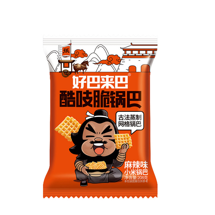 好巴来巴 酷张飞小米锅巴麻辣味休闲零食特色小吃208g*1袋