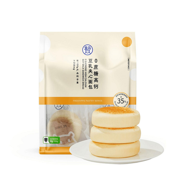 盒马 0蔗糖高钙豆乳夹心面包 320 克