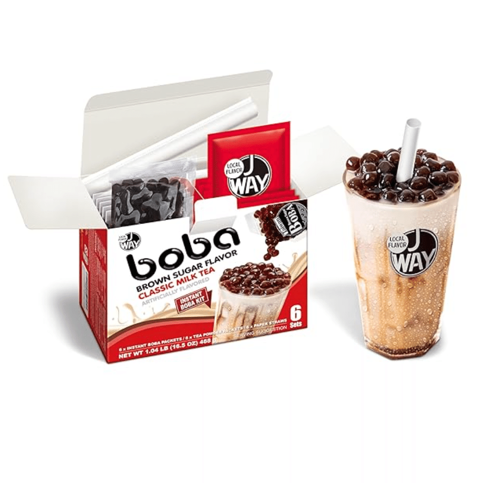 J WAY Instant Brown Sugar Boba Milk Tea-6 Servings 1 box