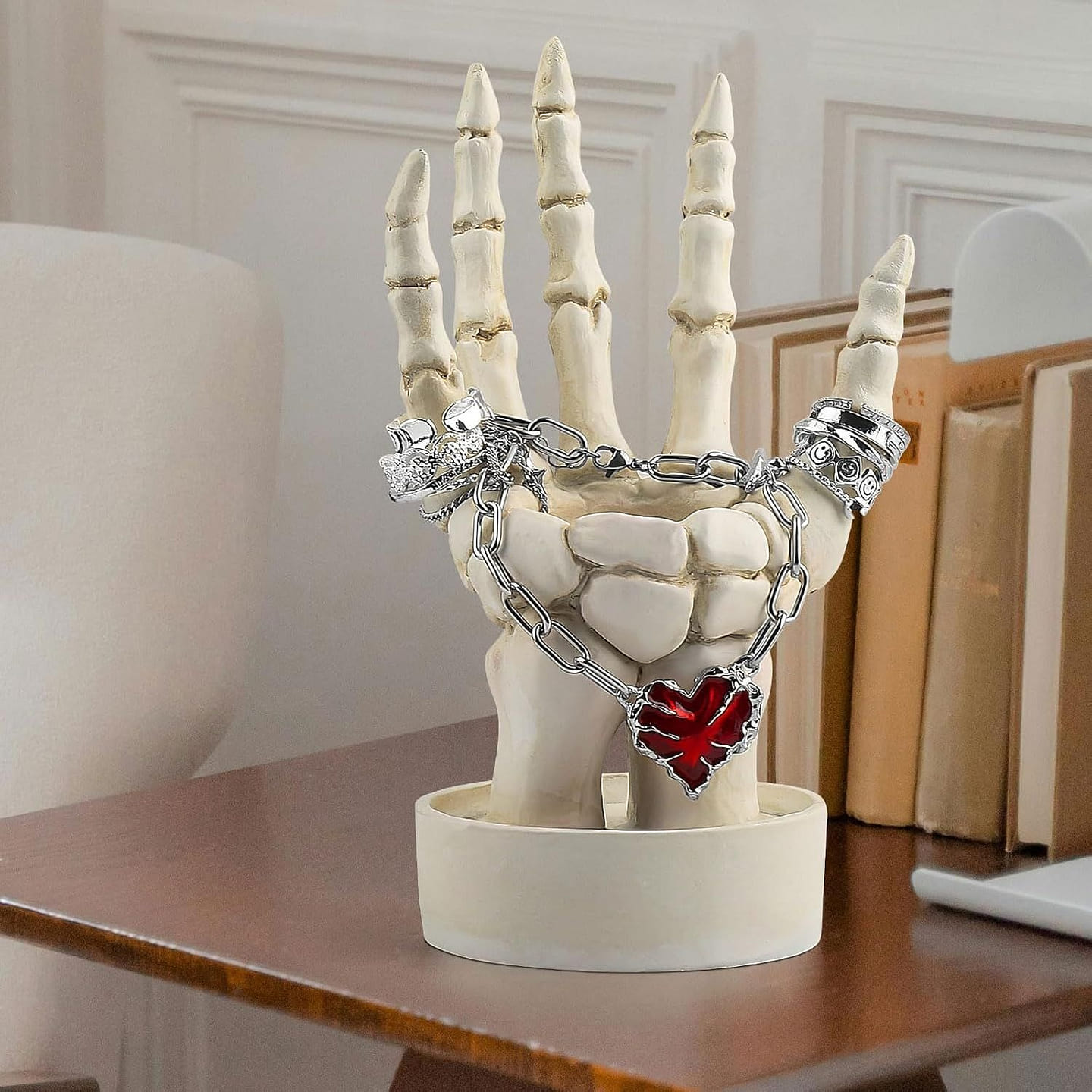 White Skeleton Hand Candle Holder Decor 1 count