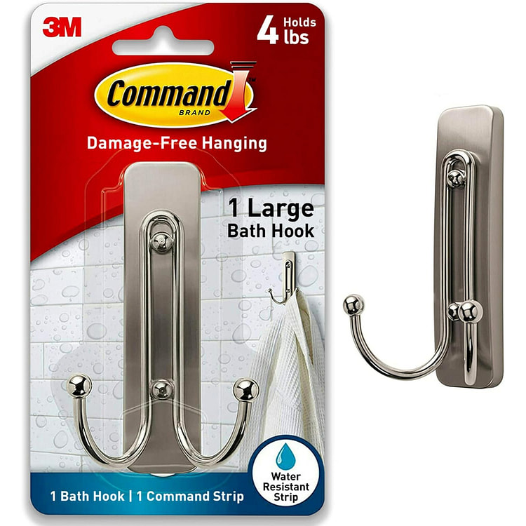 Large Double Bathroom Wall Hook Damage-Free Hangin 1 pack