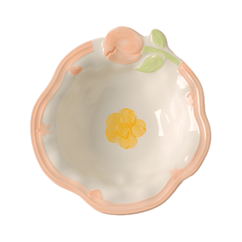 Pastoral Series Cute Tulip Ceramic Soup Bowl 8" 1 count