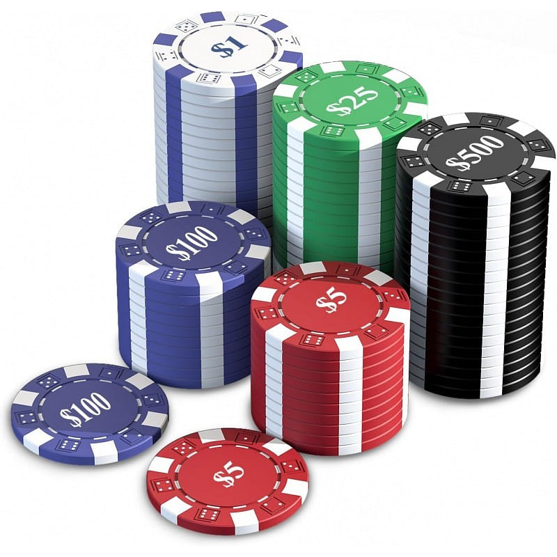100pcs 11.5g Dice Poker Chips with Denomination 1 count