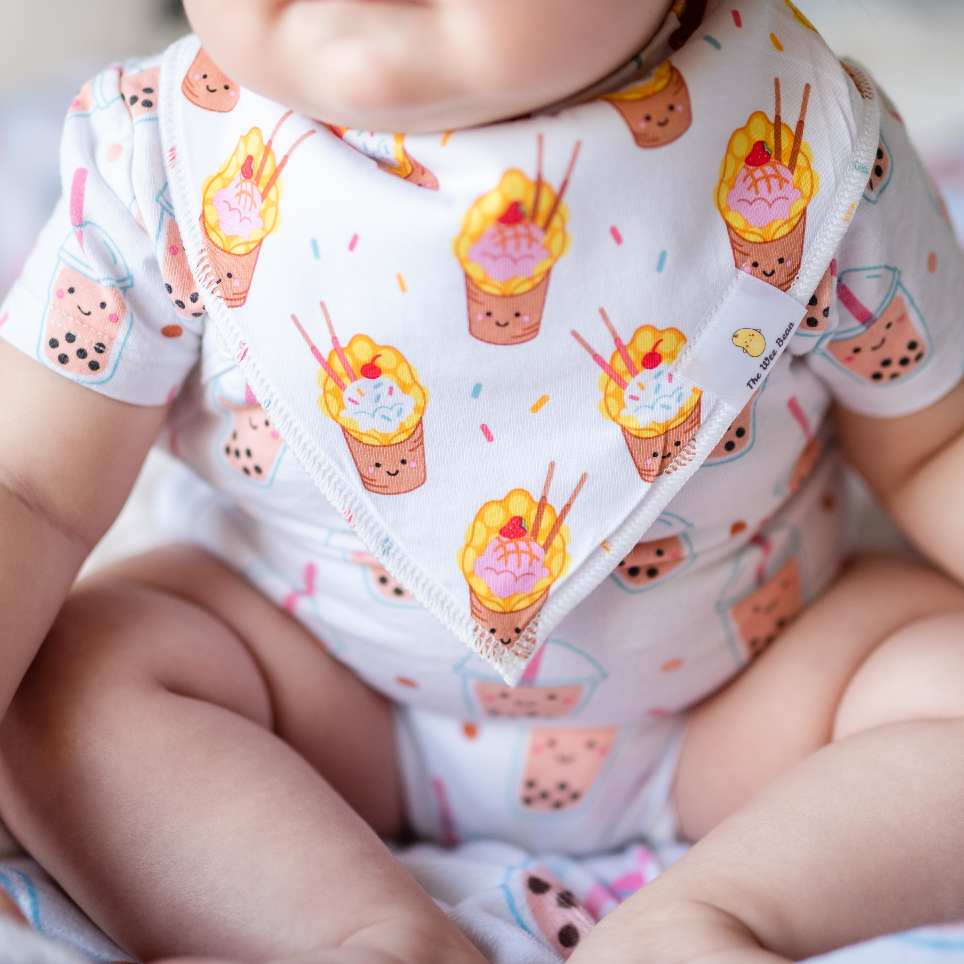 Get Organic Cotton Bandana Bib 2pcs Set Boba Egg Waffle