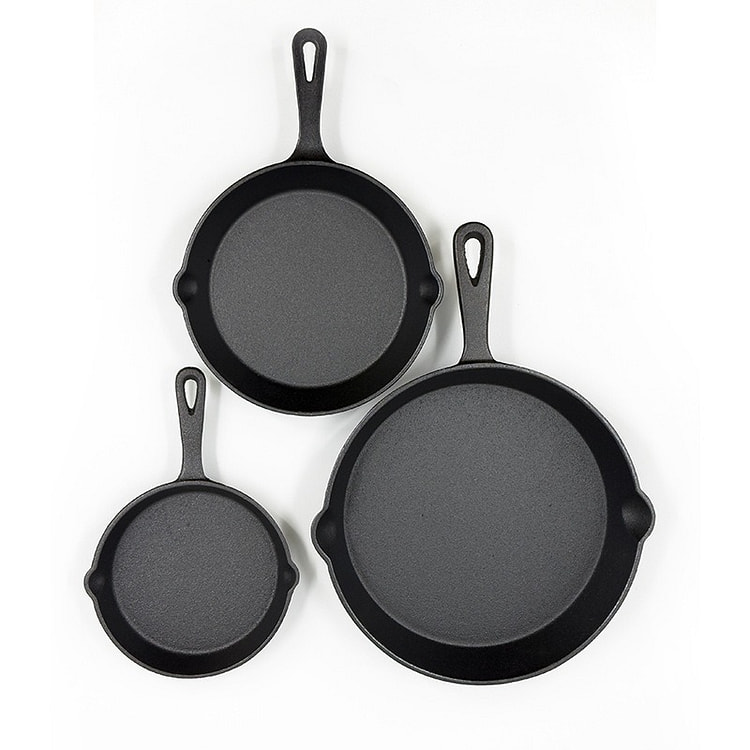Uncoated Cast Iron 3-Piece Set(Skillet/Frying Pan) 1 each