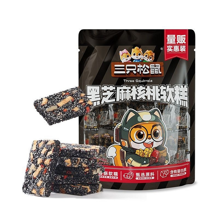 Three Squirrels Black Sesame Walnut Cake 210 g
