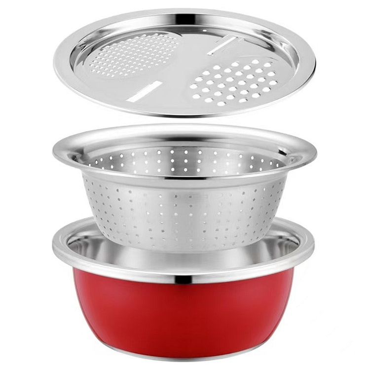 不锈钢洗菜盆三件套刨丝盘+沥水盆+盆26cm 1 个