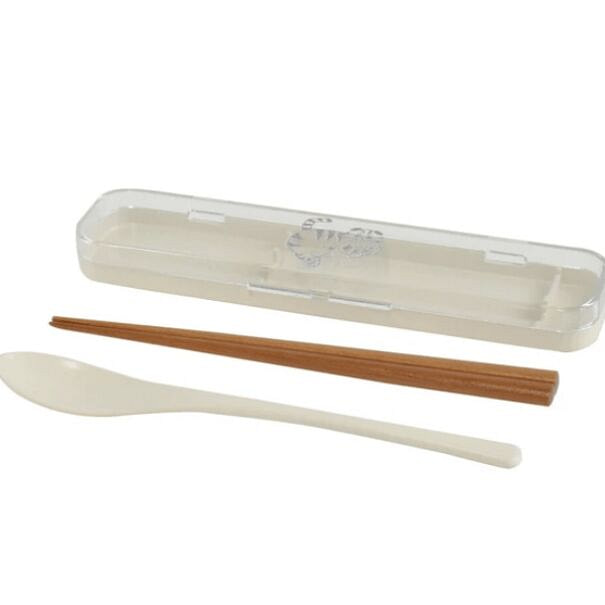 Japan Chaco Chopsticks&Spoon w Case Set - Beige