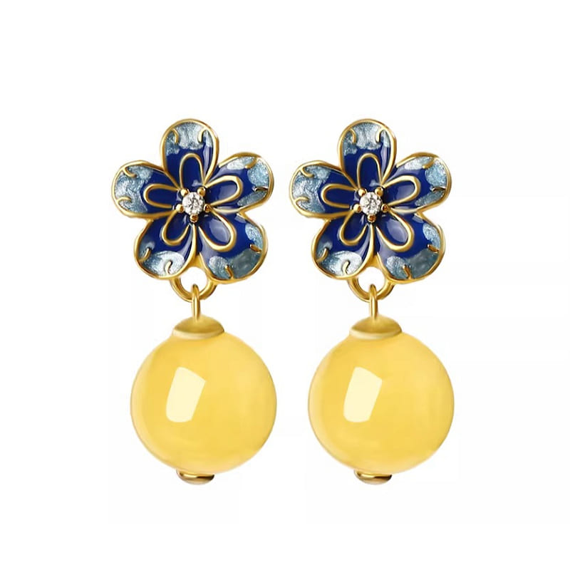 Honey Wax Earrings Yellow Earrings Ink Plum 22*9mm 1 box