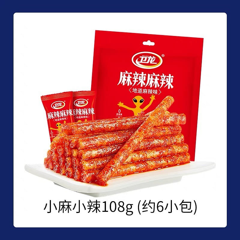 【卫龙】麻辣怀旧小面筋《小麻小辣味》1袋内6小包 共 108 克