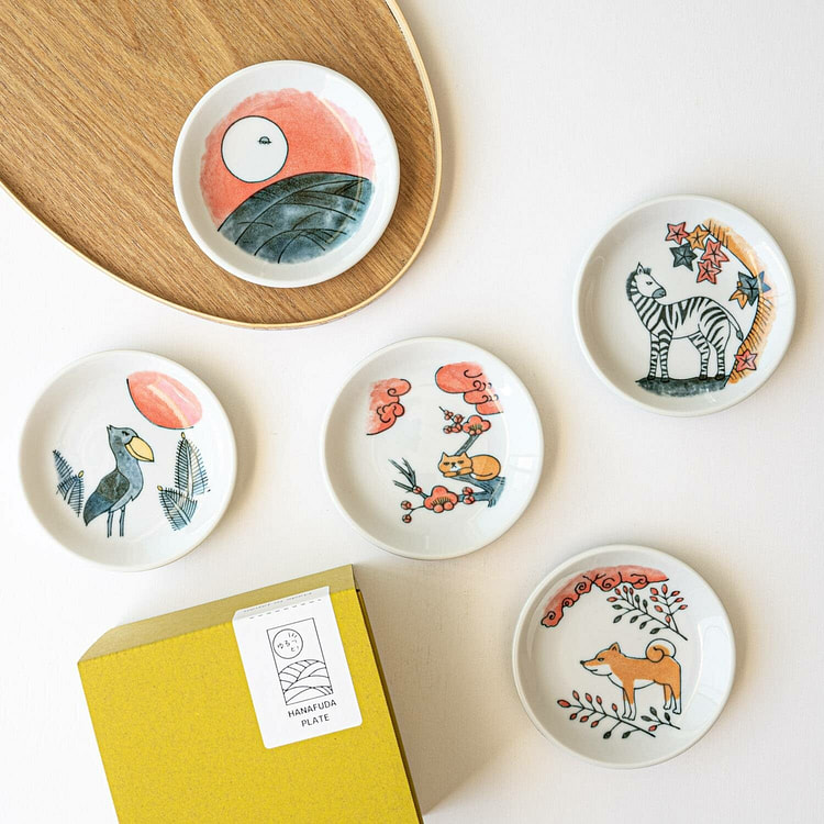 Hanafuda Animal Mini Dish Gift Set 5 Pieces 1 each