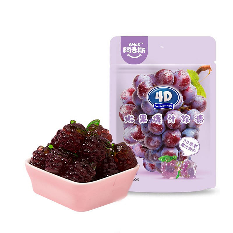 Amos juice gummies candy grape flavor casual snack 65 g