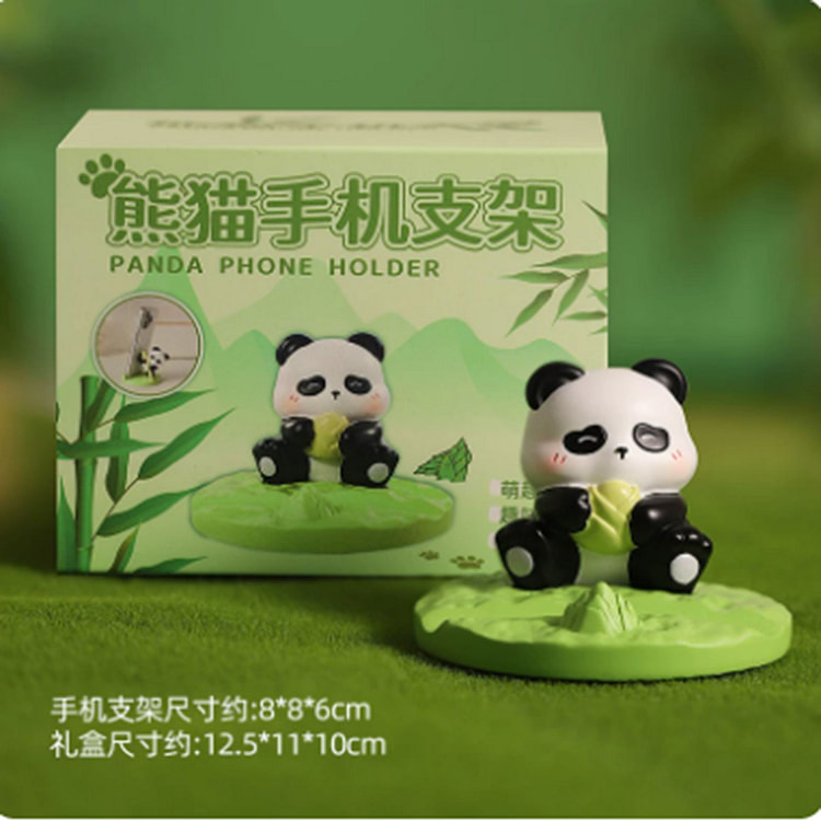 Panda holding bamboo shoot phone stand ornament 1 box