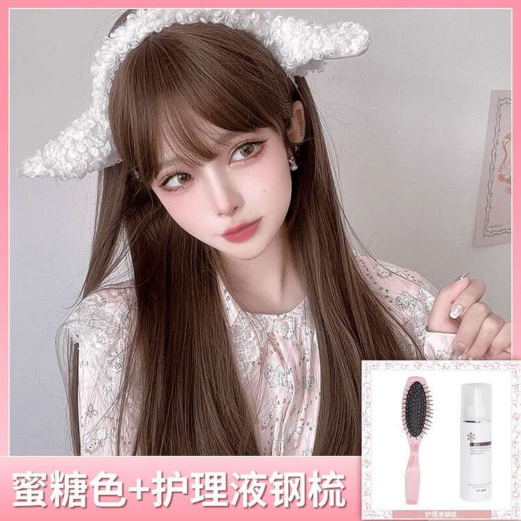 AG假发女长发蜜糖色+护理液+粉色钢梳 1 个