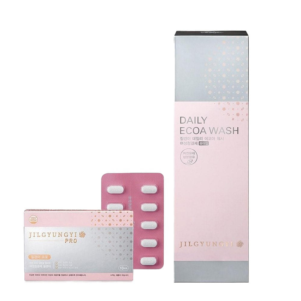 JILGYUNGYI 【Value Set】 Vagina Health tablets + Ecoa Gel Wash Set [ Free tissues] 1 box