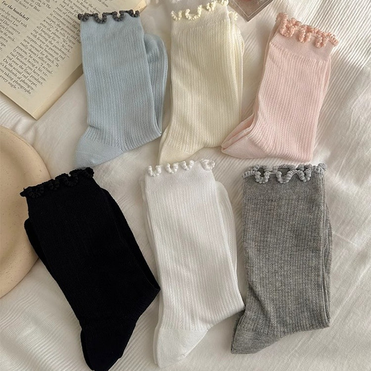 Women's thin mid-calf socks Japanese style 6 pairs