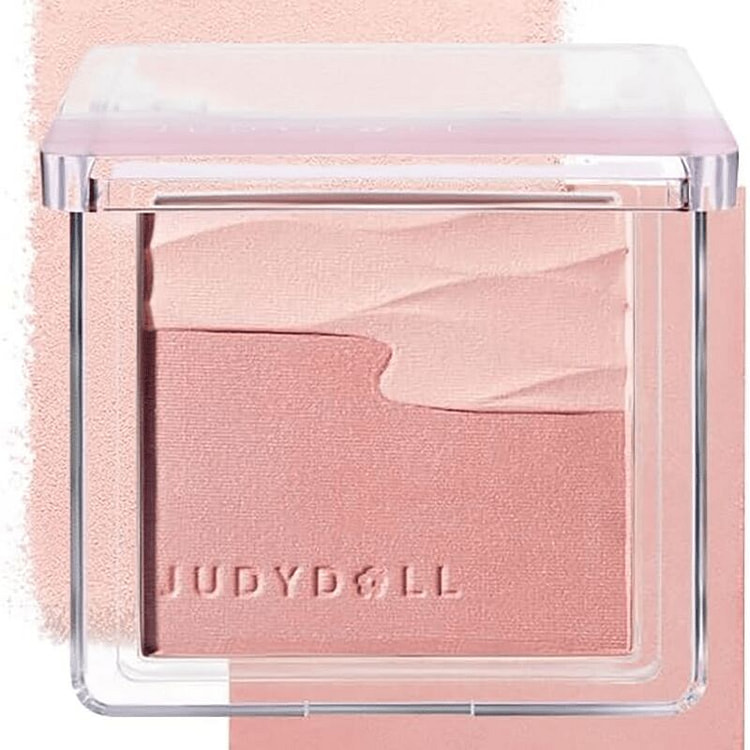 橘朵水缎腮红双色盘提亮高光清透 #02 奶油白桃色 1 份