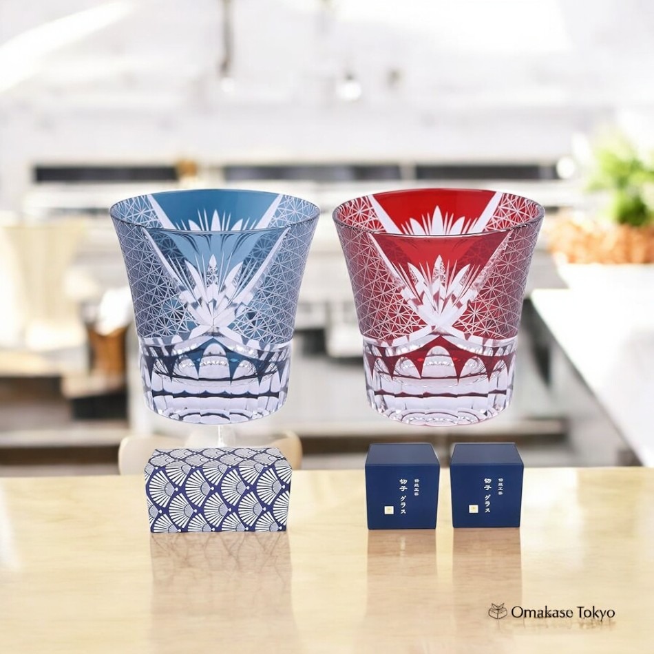 FONYUHUA Kiriko Glasses Pair of Faceted Tumblers 230 g