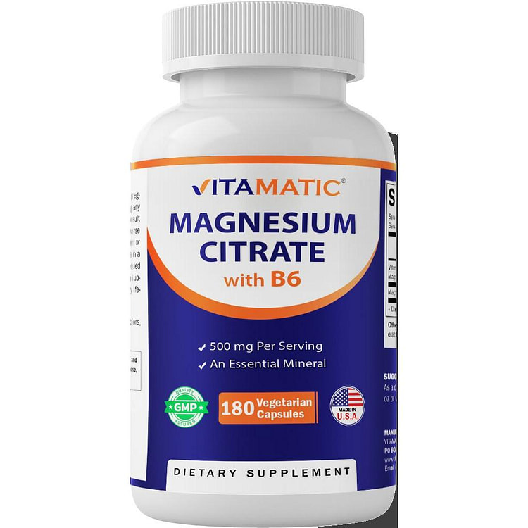 Magnesium Citrate 500mg per Serving 180 Capsules