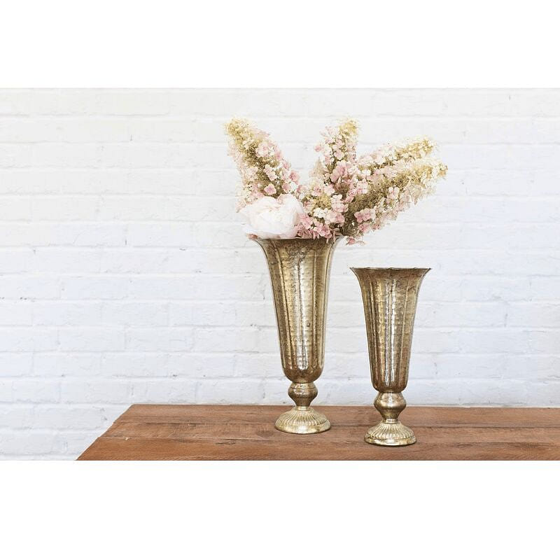 Lita Gold Fluted Metal Vase Decorations 6.5"x 14" 1 count