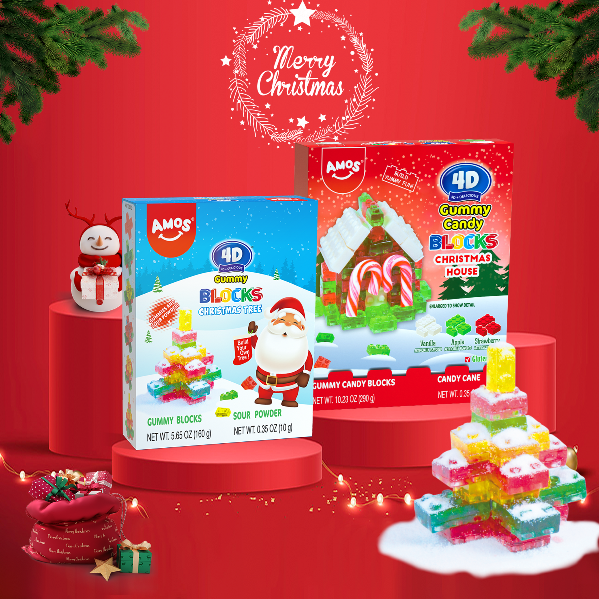 Get AMOS 4D Gummy Christmas Candy Gift House and Candy Gummy Blocks ...