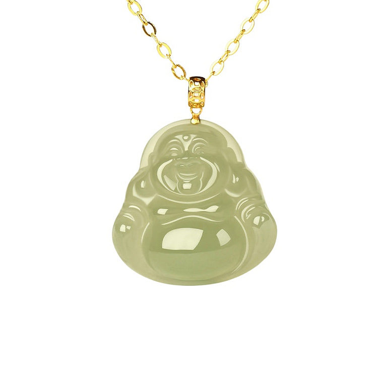 HotanJade Buddha Necklace Light Clear Water22*17mm 1 box
