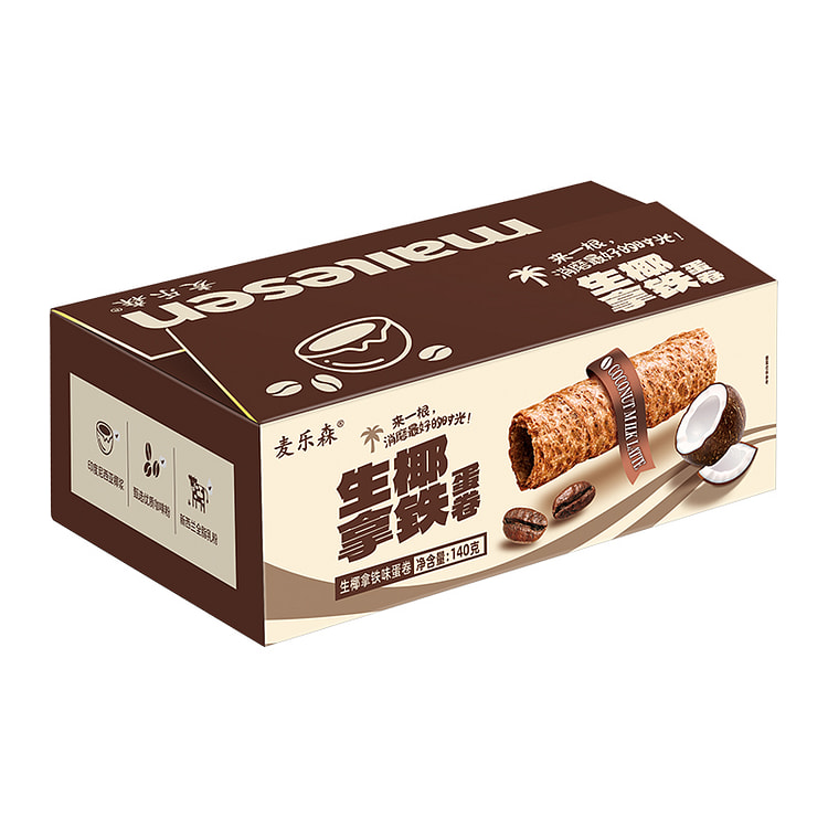 麦乐森生椰拿铁小蛋卷小零食40包140g*1箱
