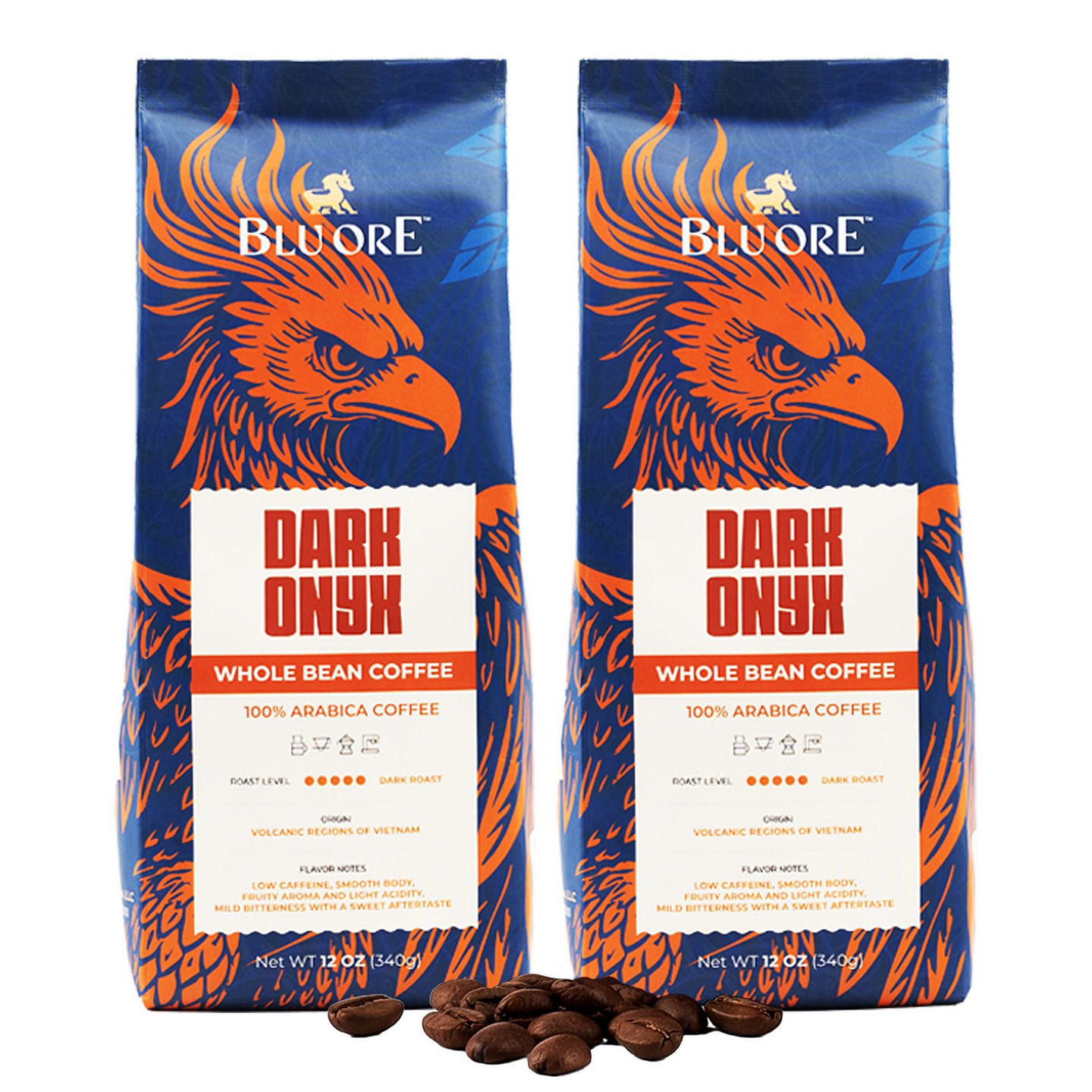 Blu Ore Dark Onyx Arabica Coffee Beans 2-pack 12 oz*2 pack