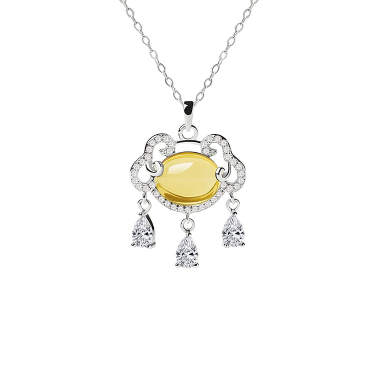 宫里上新 黄水晶吊坠纯黄色水晶项链 22*16mm 1 盒