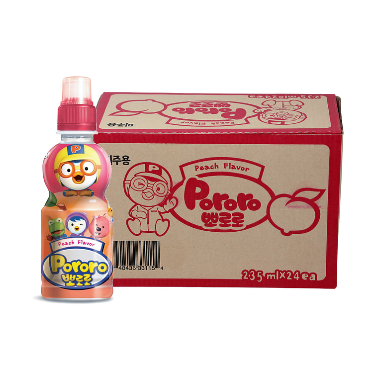 Paldo Fun & Yum Pororo 儿童桃子味饮料 7.95 盎司 24 包