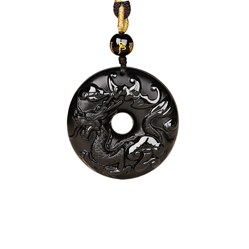 8A Grade Obsidian Pendant Dragon 37.6 * 37.6mm 1 box
