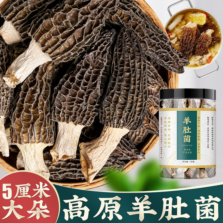 聚和泰羊肚菌干货特级甘南特产菌种蘑菇菌菇类非野生汤料包煲汤50g*1罐