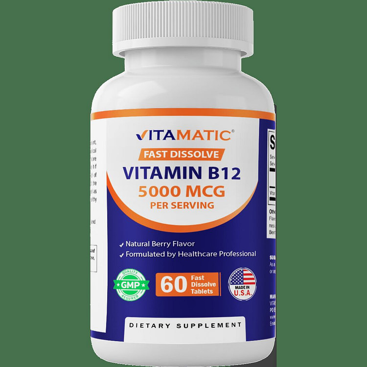 Vitamatic Vitamin B12 5000 mcg 60 Tablets 1 each