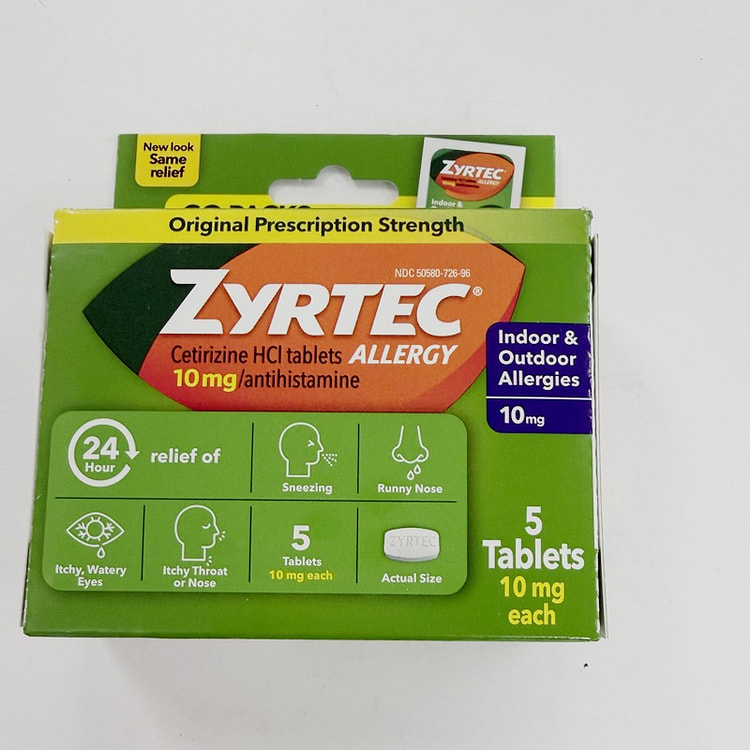 Zyrtec Allergy Relief Cetirizine HCl 10mg 5Tablet 1 box