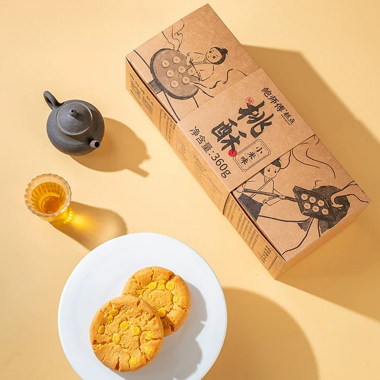 鲍师傅中式糕点小米味桃酥360g*1盒 360 克