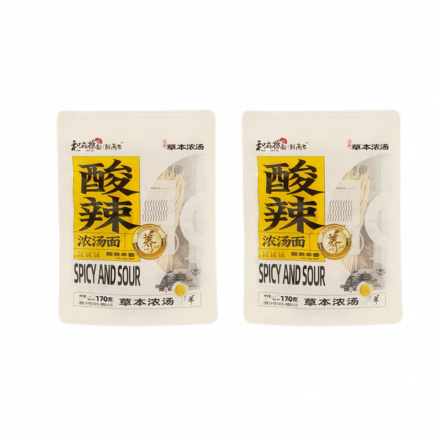 Hefu Spicy and Sour Thick Soup Noodles 170g*2 Bags 2 count