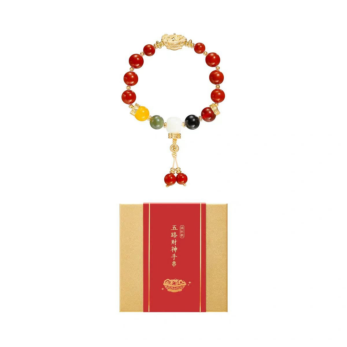 Five-path God of Wealth Bracelet in Agate style 1 each