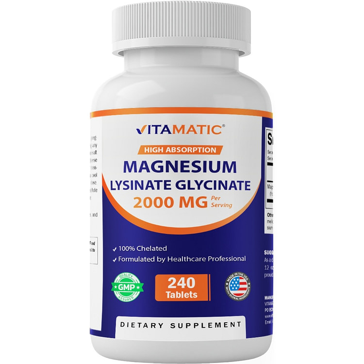 Vitamatic Magnesium as Glycinate Lysinate, 240 tab