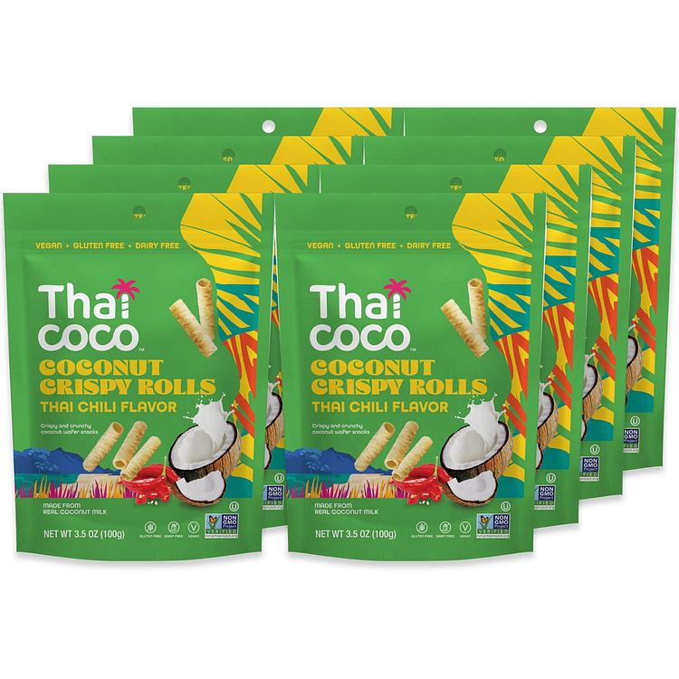 Thai Coco Thai Chili Crispy Coconut Rolls 3.5g/Bag 8 pack